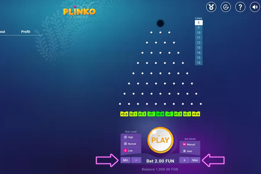 Configuración del tamaño de apuesta