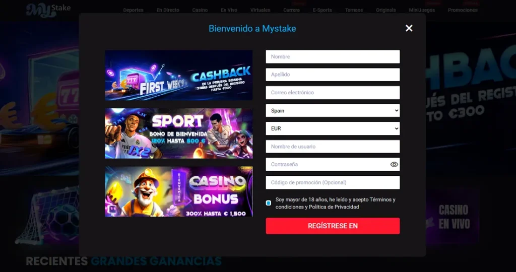 Registro en casino